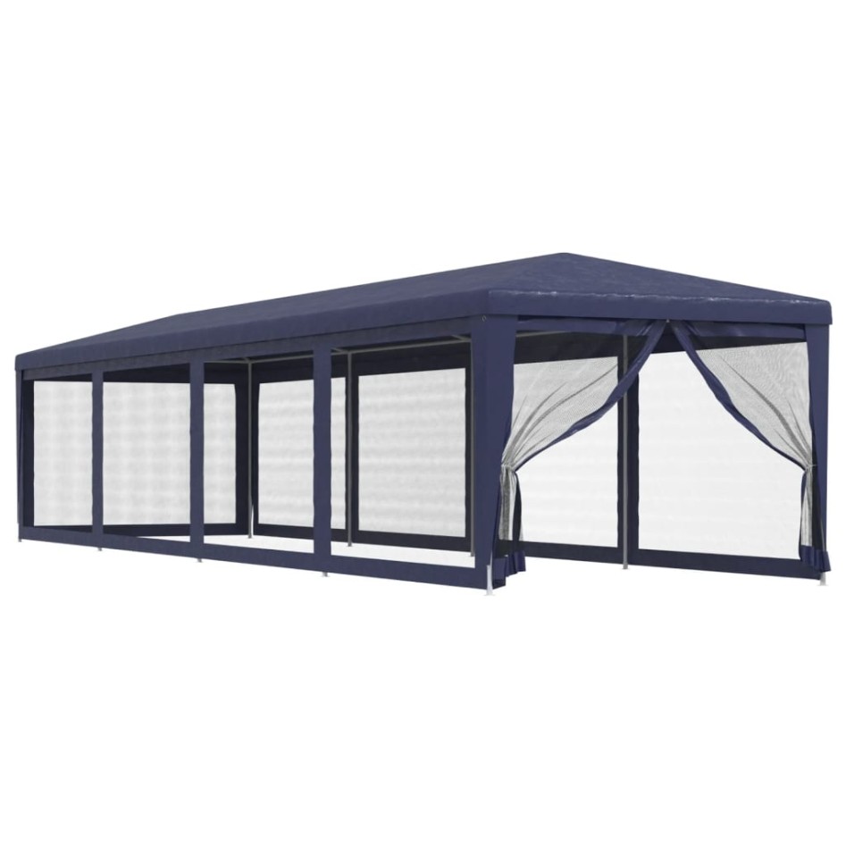 Carpa para fiestas con 10 paredes de malla HDPE azul 3x12