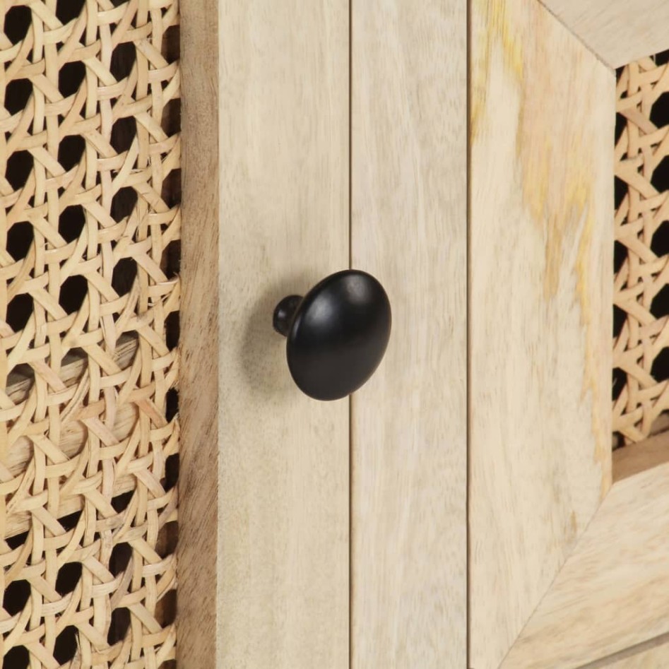 Aparador de madera maciza mango y caña natural 60x35x70