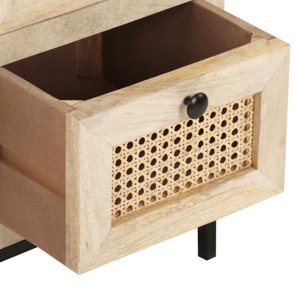 Aparador de madera maciza mango y caña natural 60x35x70