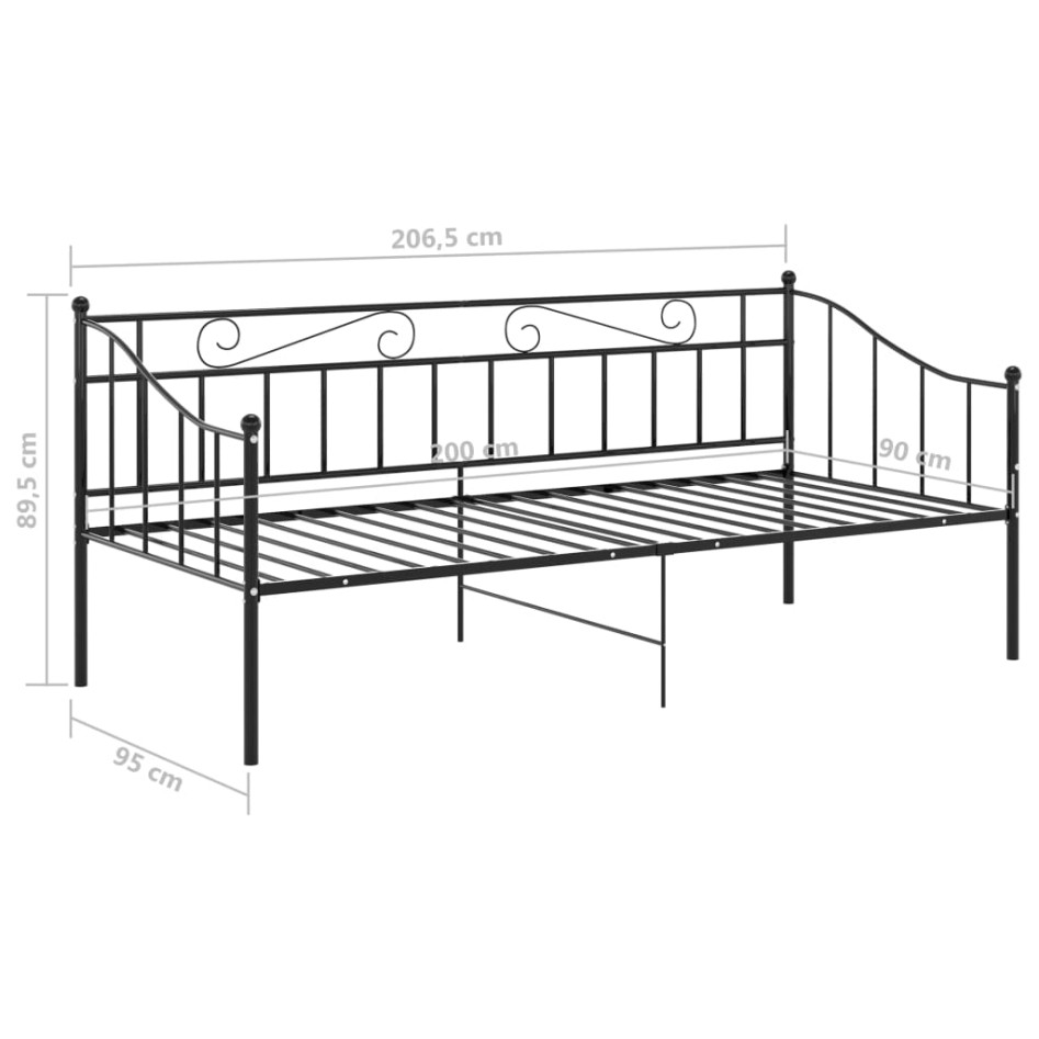 Estructura de sofá cama sin colchón metal negro 90x200