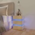 Mesita noche LED blanco y Sonoma madera ingeniería 45x35x67