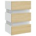Mesita noche LED blanco y Sonoma madera ingeniería 45x35x67