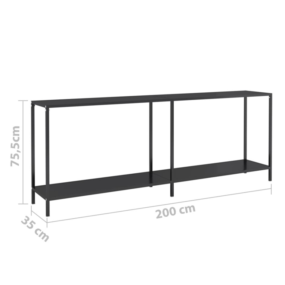 Mesa consola vidrio templado negro 200x35x75,5