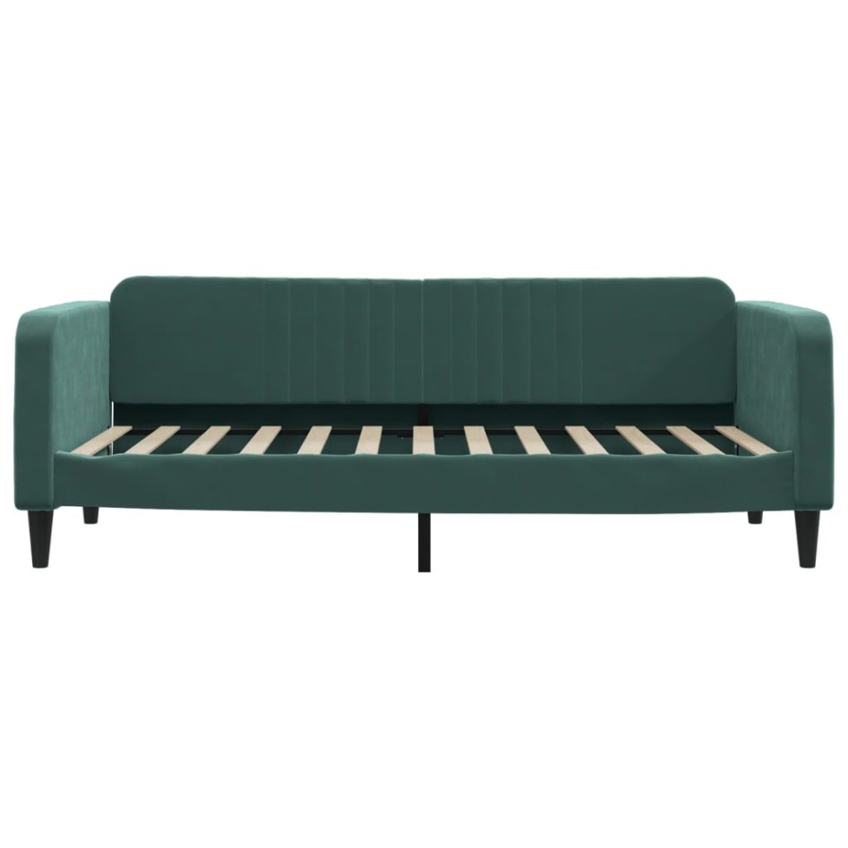 Sofá cama con colchón terciopelo verde oscuro 90x200