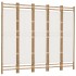 Biombo plegable de 5 paneles bambú y lona 200