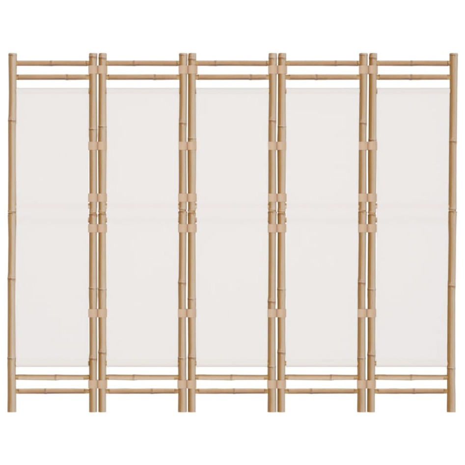 Biombo plegable de 5 paneles bambú y lona 200