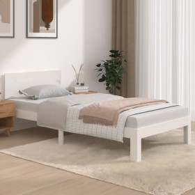 Estructura de cama individual sin colchón blanco 90x190