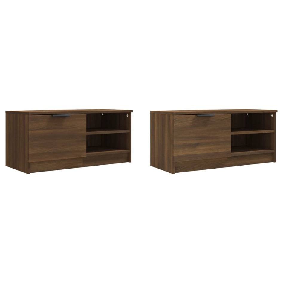 Muebles para TV 2 uds contrachapado marrón roble 80x35x36,5