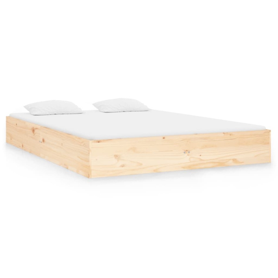 Estructura de cama sin colchón madera maciza 140x190