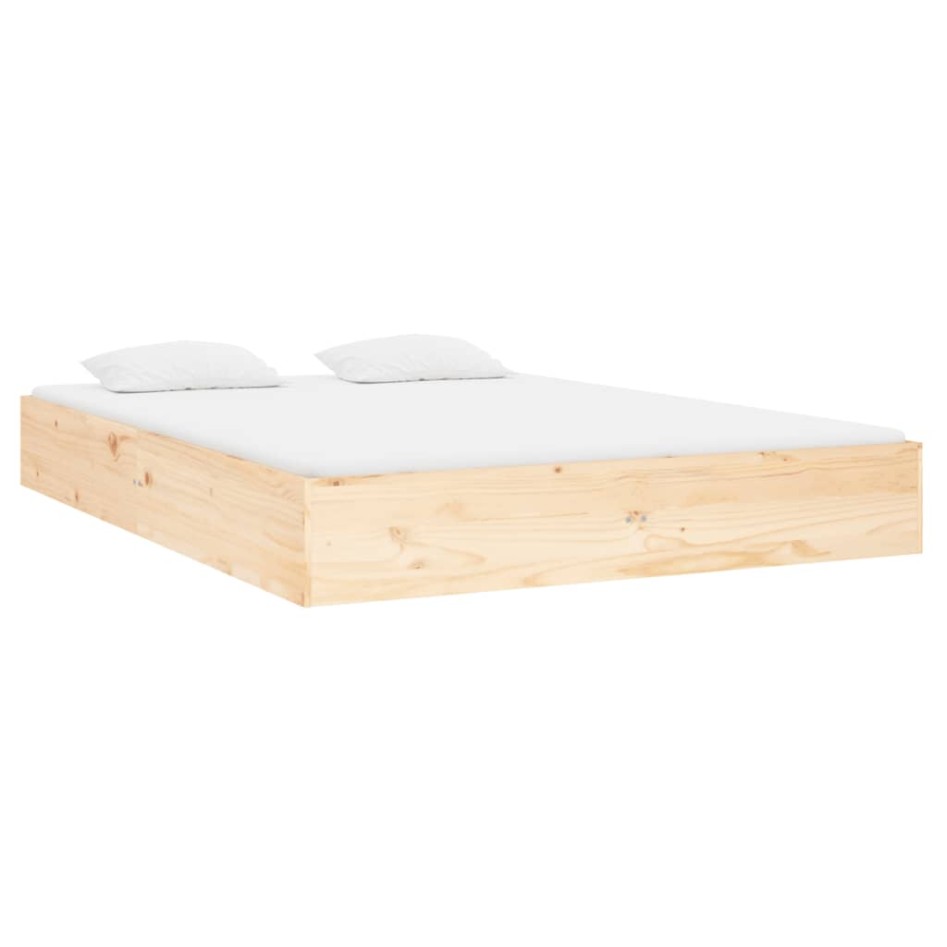 Estructura de cama sin colchón madera maciza 140x190