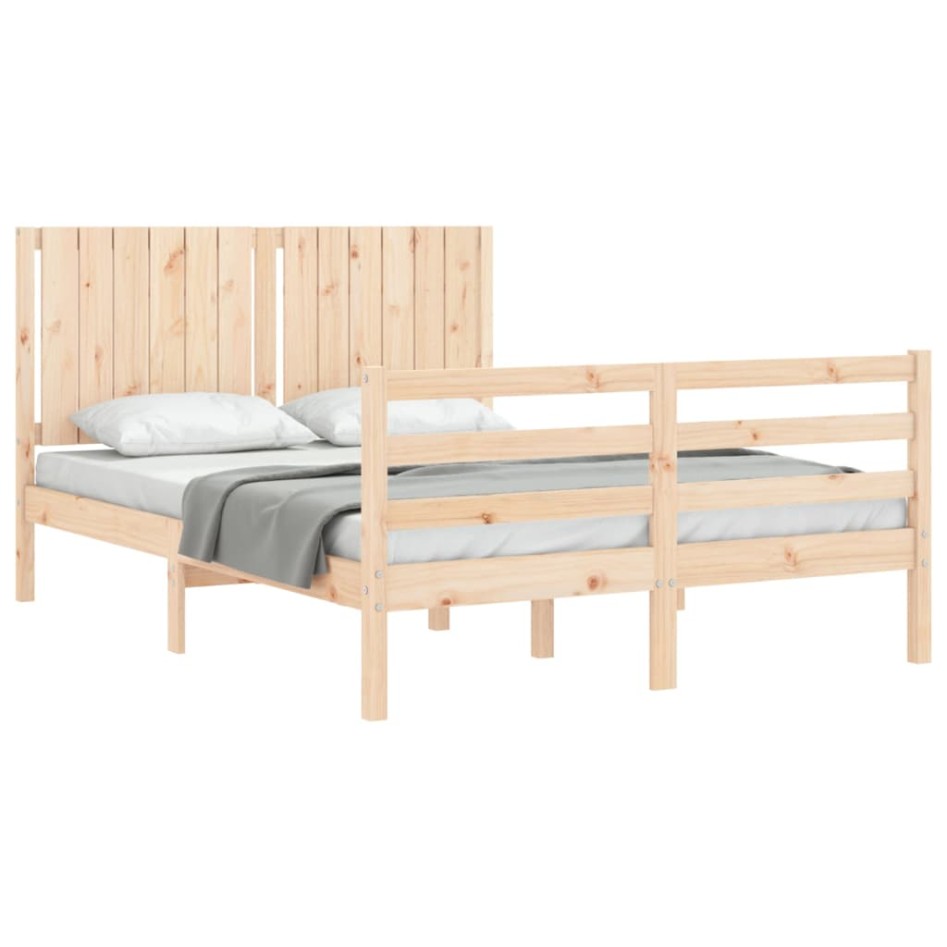 Estructura de cama con cabecero madera maciza 140x200