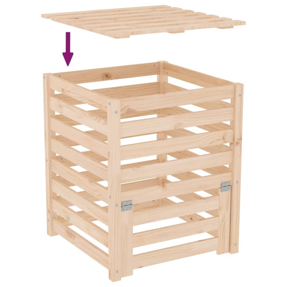 Compostador de madera maciza de pino 63,5x63,5x77,5