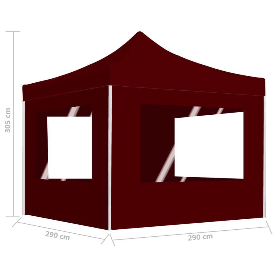 Carpa plegable profesional y paredes aluminio rojo tinto
