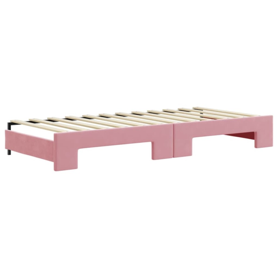 Sofá cama nido con colchón terciopelo rosa 80x200