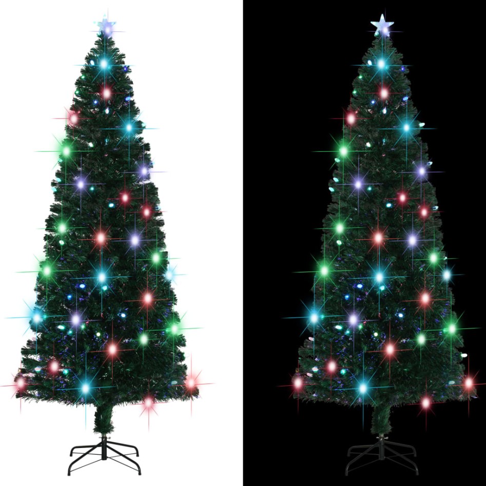 Árbol de Navidad con luces y soporte fibra óptica 240