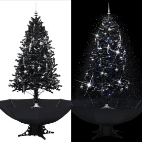Árbol de Navidad con nieve y base de paraguas PVC negro 190