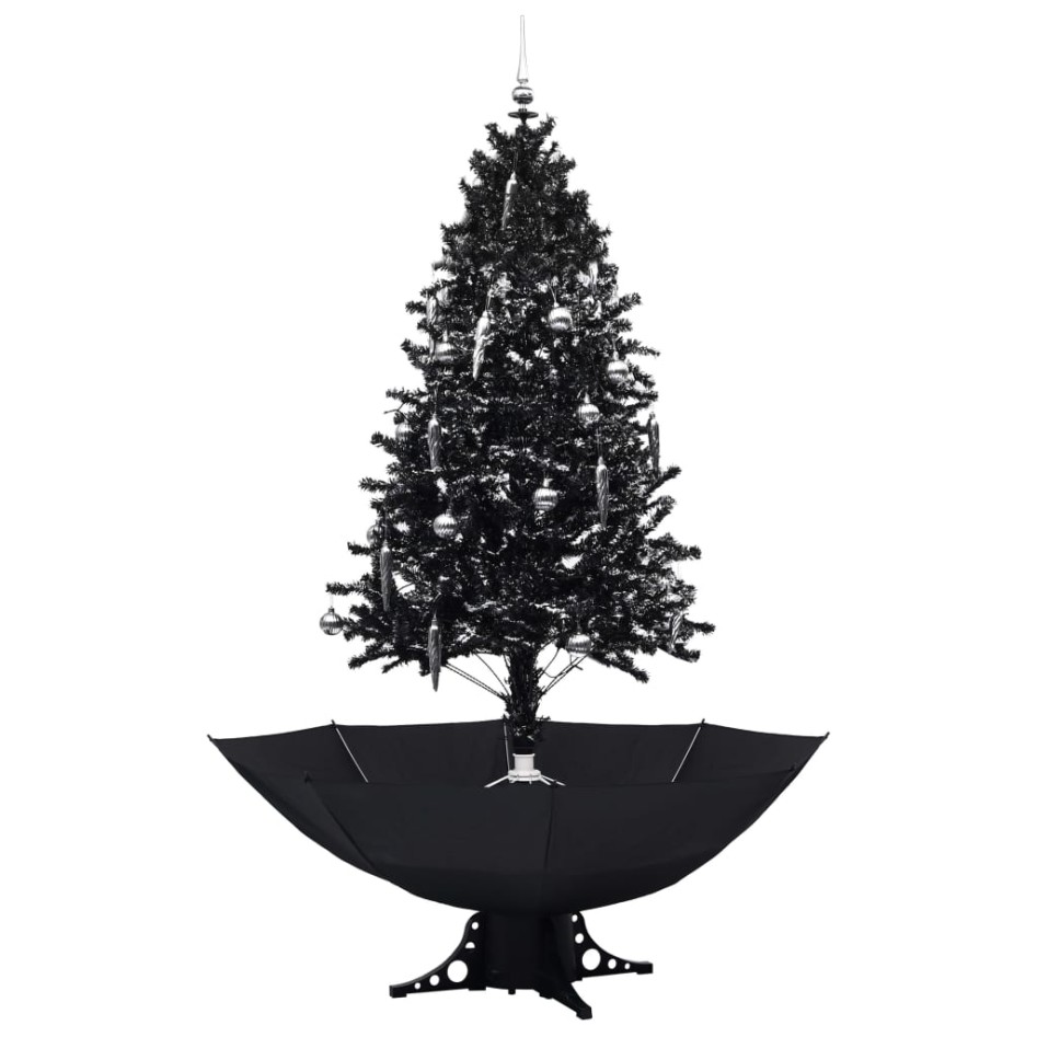 Árbol de Navidad con nieve y base de paraguas PVC negro 190