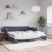 Sofá cama nido con colchón terciopelo gris oscuro 100x200 cm