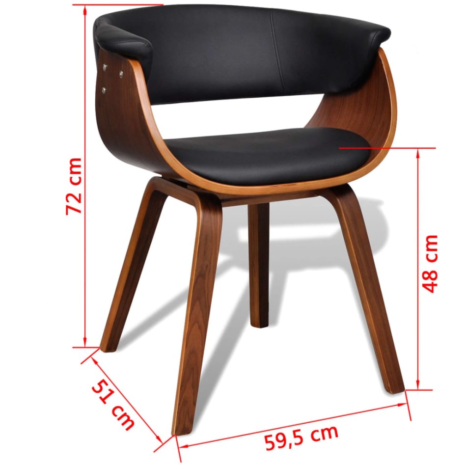 Silla de comedor de madera curvada y cuero