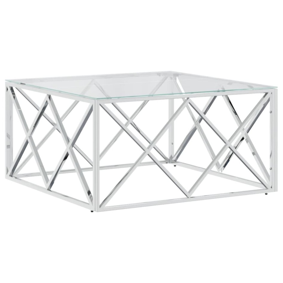 Mesa de centro acero inoxidable y vidrio 80x80x40