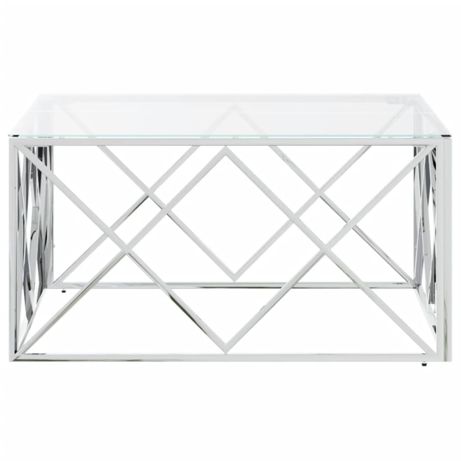 Mesa de centro acero inoxidable y vidrio 80x80x40