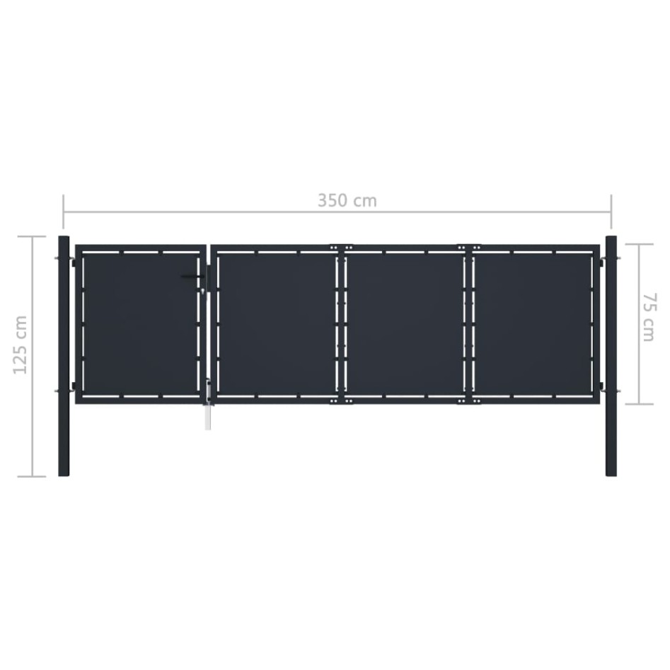 Puerta de jardín de acero gris antracita 350x75
