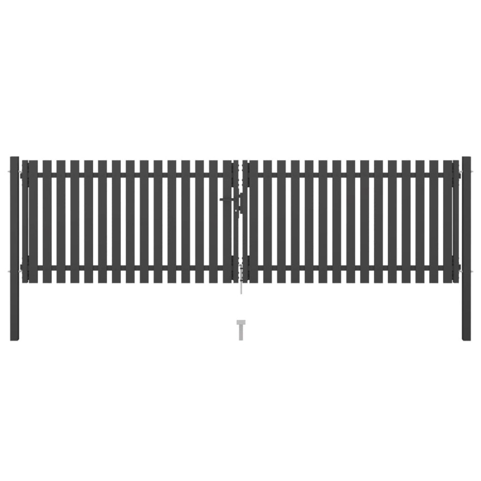 Puerta de valla del jardín de acero gris antracita 4x1,25