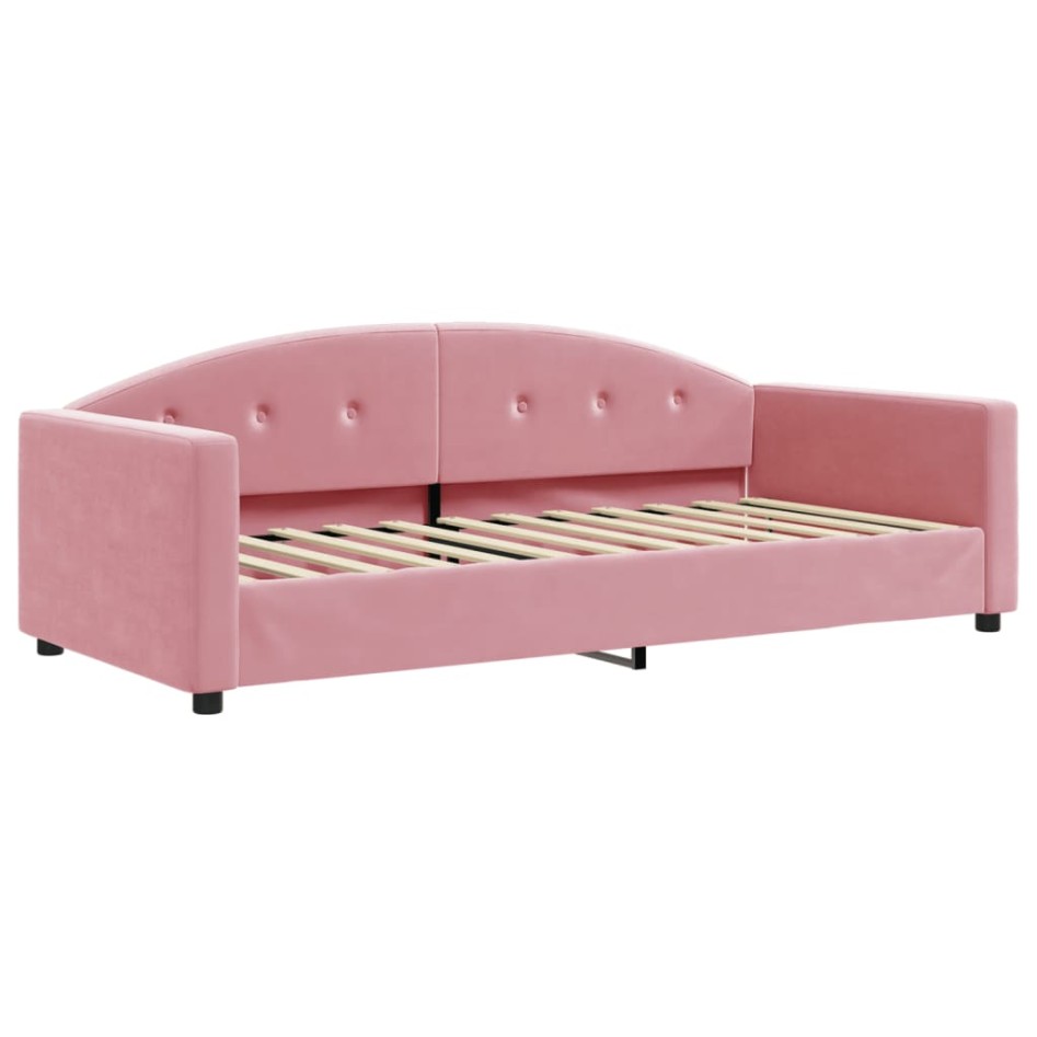 Sofá cama con colchón terciopelo rosa 90x200