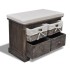Banco de almacenaje de madera de Paulownia marrón 62x33x42
