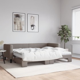 Sofá cama nido con colchón tela gris taupe 80x200