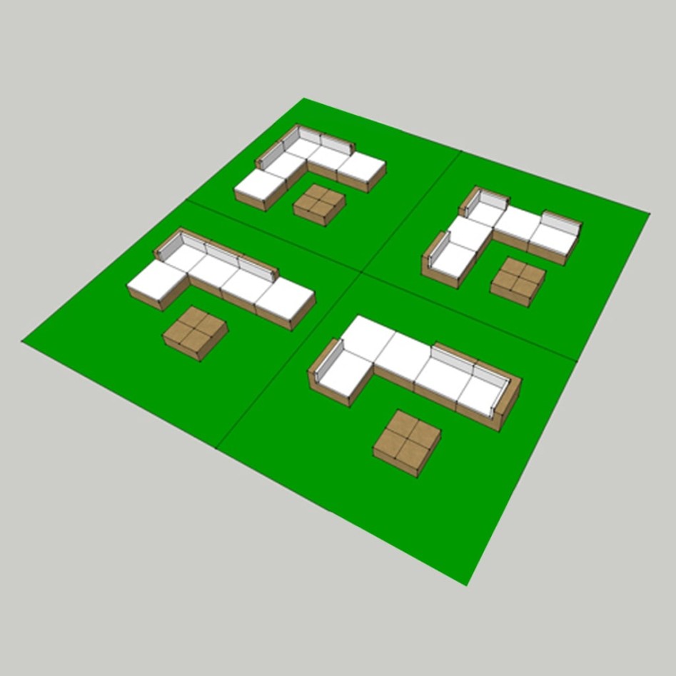 Set muebles de jardín y cojines 6 piezas ratán sintético