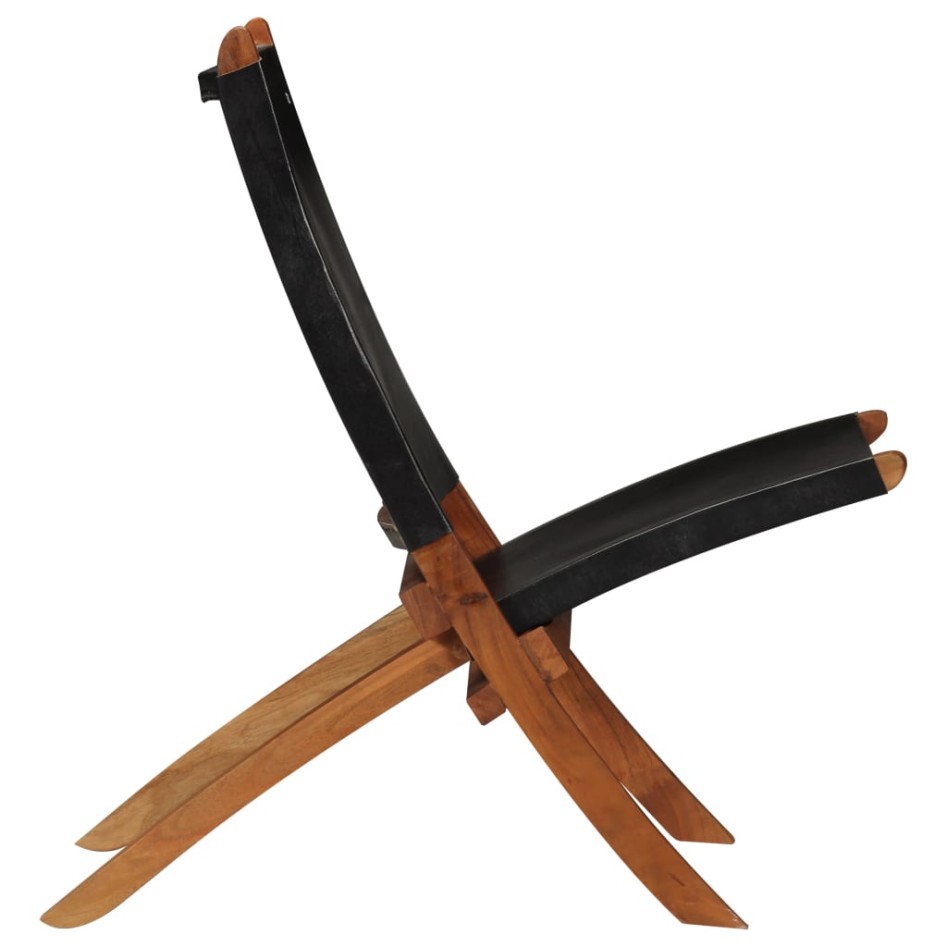 Silla de relax plegable de cuero auténtico