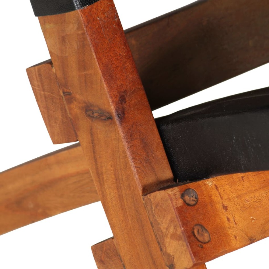 Silla de relax plegable de cuero auténtico