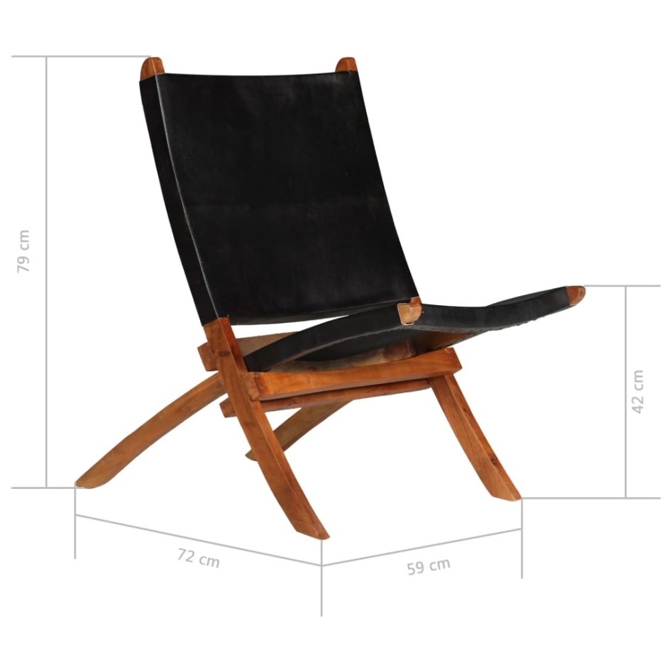Silla de relax plegable de cuero auténtico