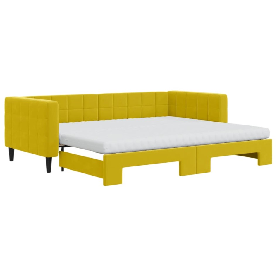 Sofá cama nido con colchón terciopelo amarillo 90x200