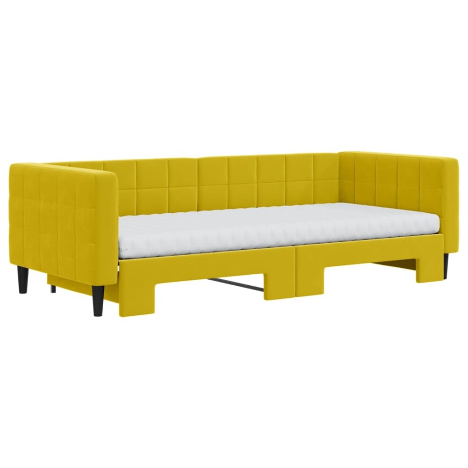Sofá cama nido con colchón terciopelo amarillo 90x200