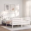 Estructura de cama con cabecero madera maciza blanco 140x190 cm