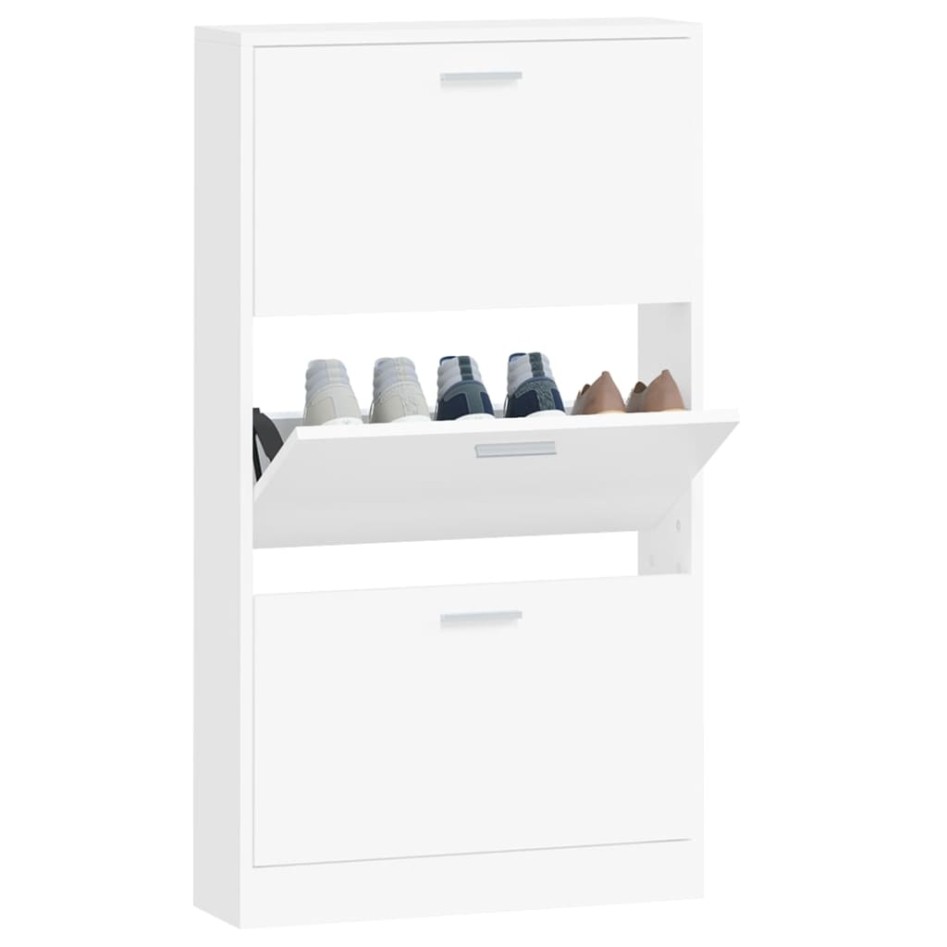Mueble zapatero madera contrachapada blanco 59x17x108