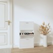Mueble zapatero madera contrachapada blanco brillo 59x17x108 cm