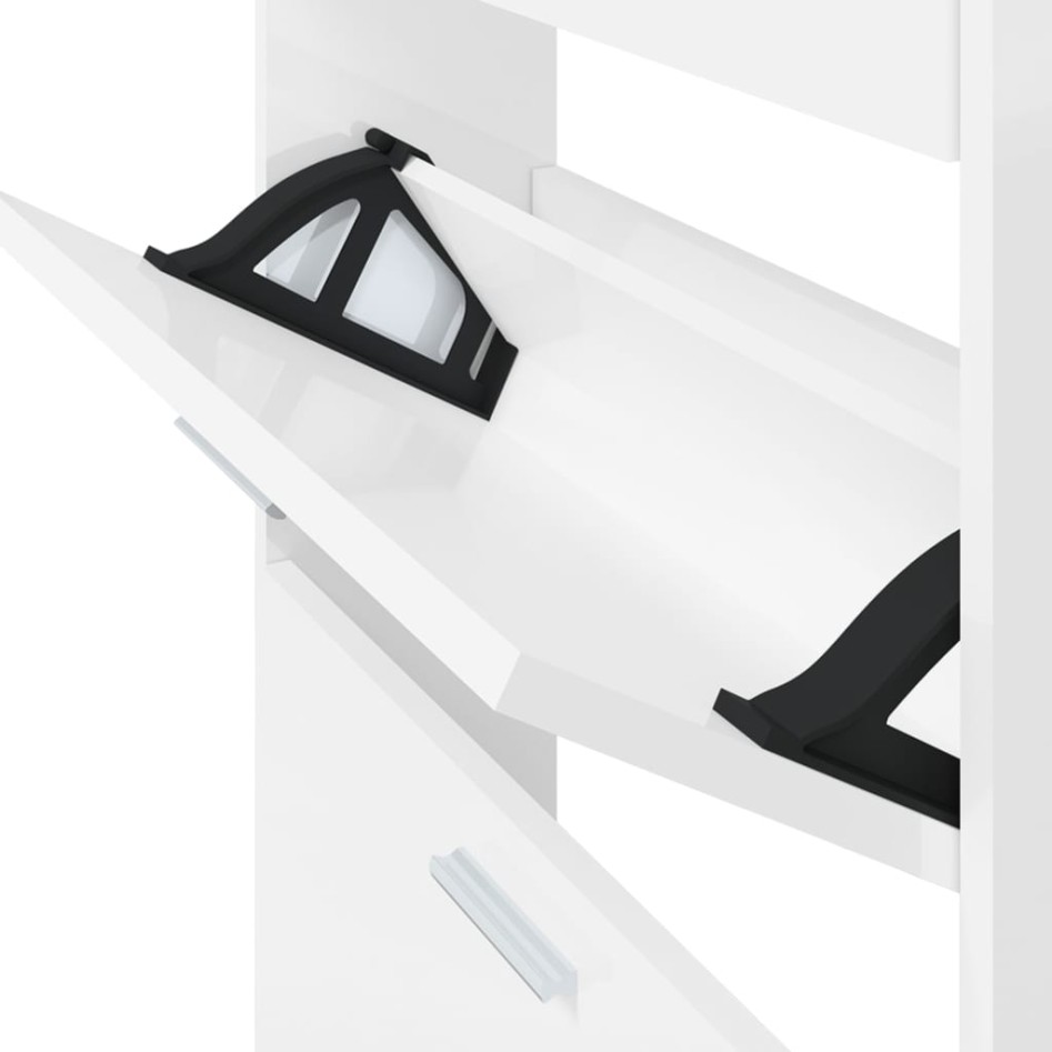 Mueble zapatero madera contrachapada blanco brillo 59x17x108