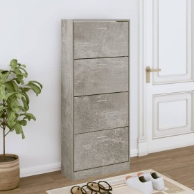 Mueble zapatero madera contrachapada gris hormigón 63x24x147