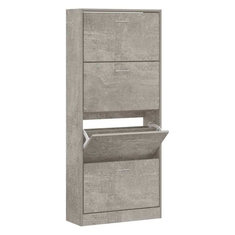 Mueble zapatero madera contrachapada gris hormigón 63x24x147
