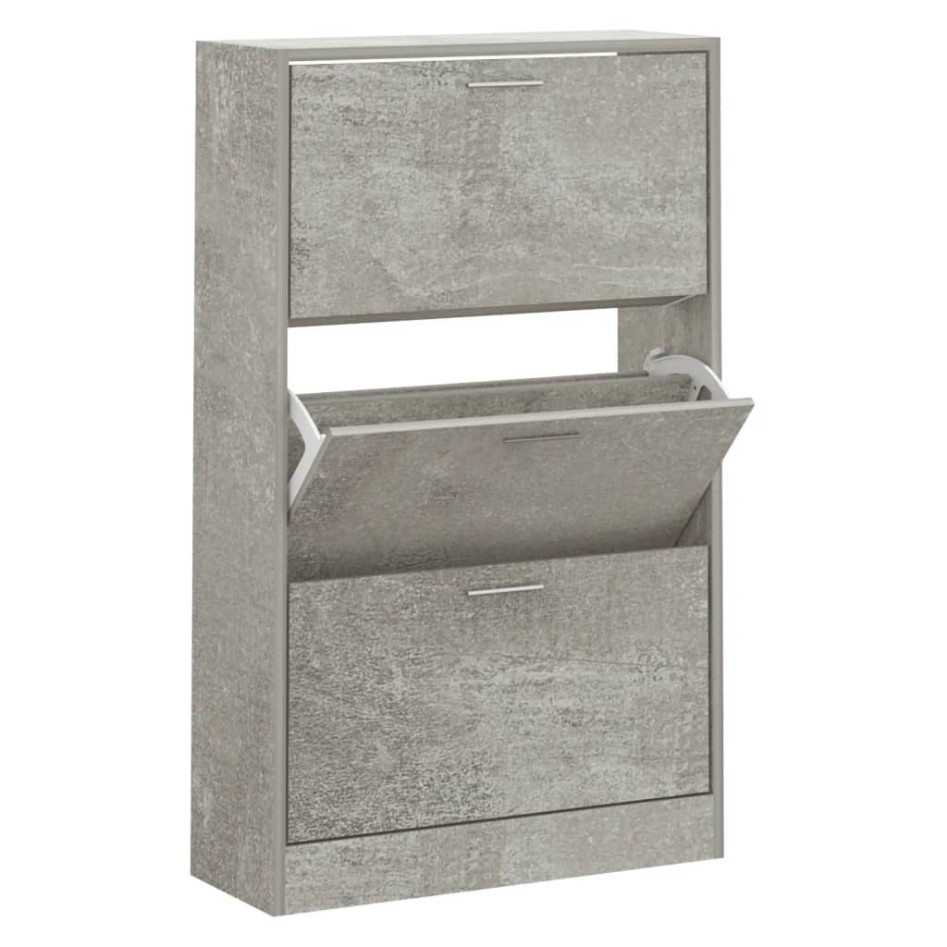Mueble zapatero madera contrachapada gris hormigón 63x24x103