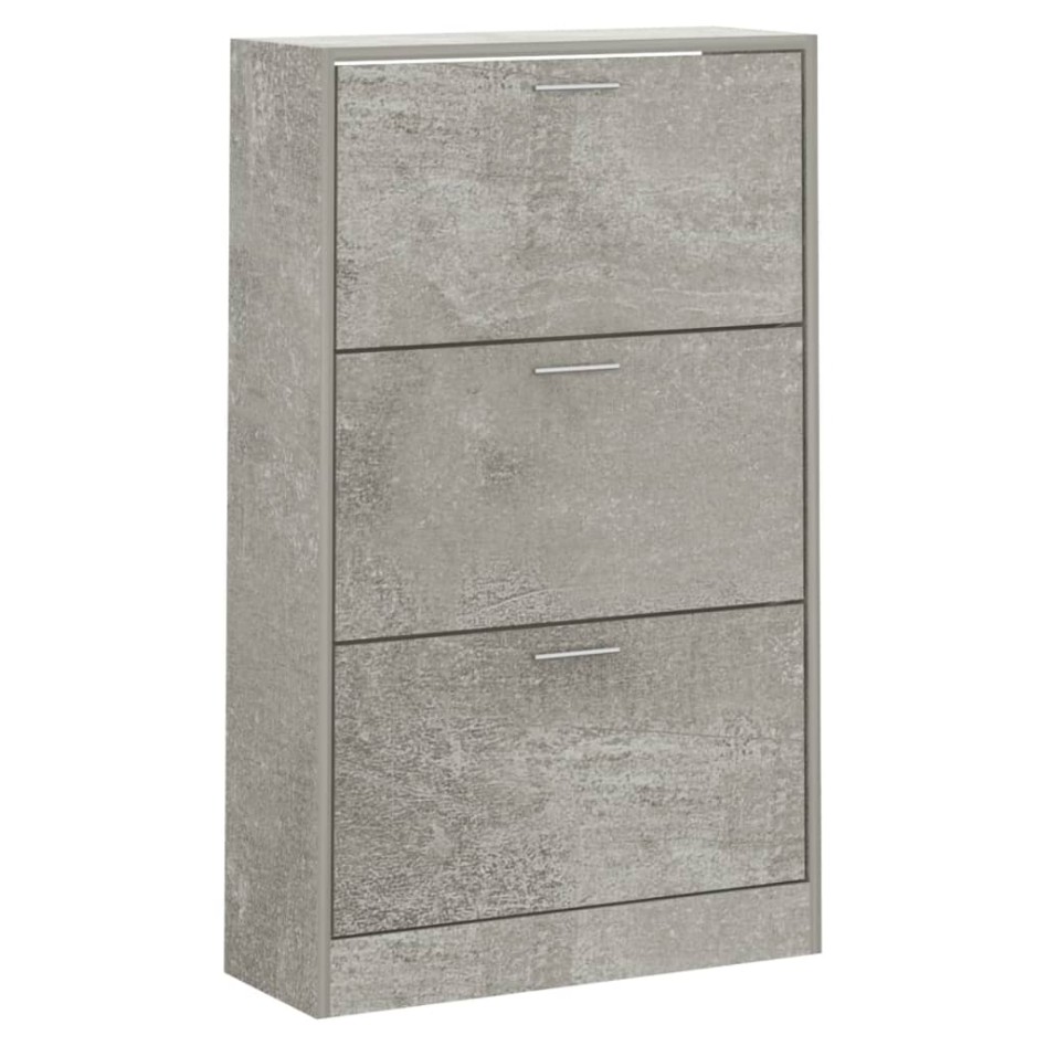 Mueble zapatero madera contrachapada gris hormigón 63x24x103