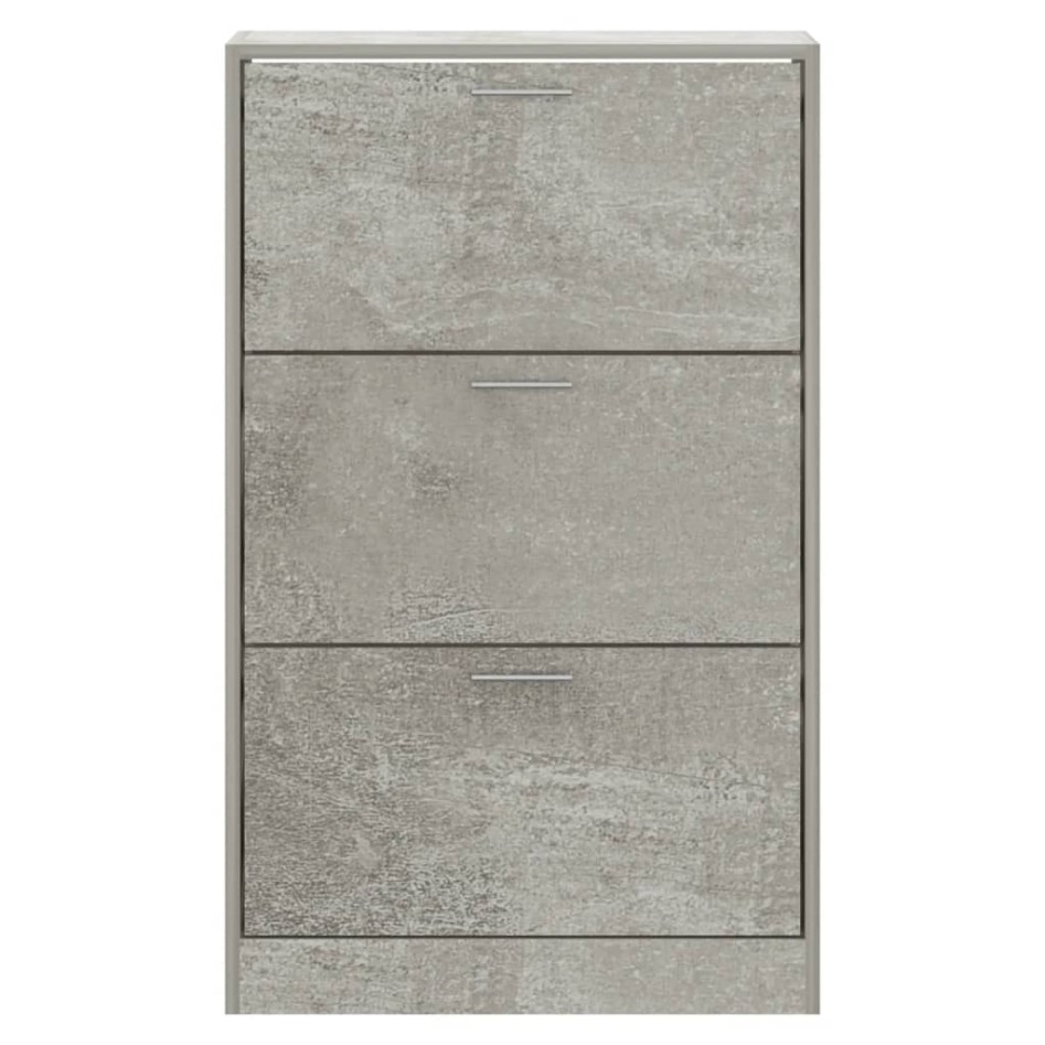 Mueble zapatero madera contrachapada gris hormigón 63x24x103
