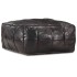 Puf negro 60x60x30 cm cuero auténtico de