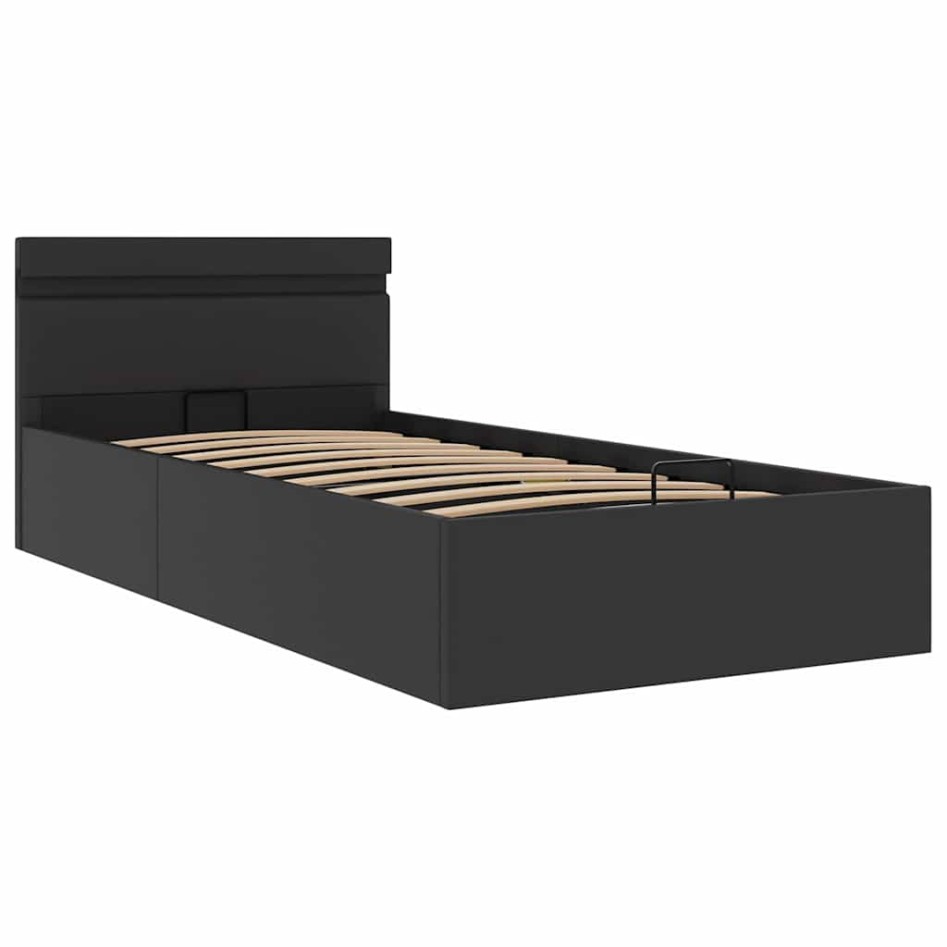Cama hidráulica almacenaje LED sin colchón negro 100x200
