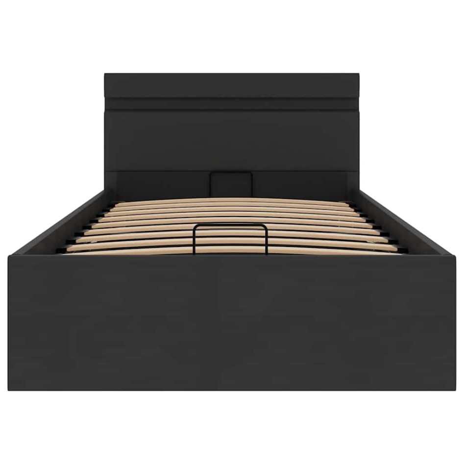 Cama hidráulica almacenaje LED sin colchón negro 100x200