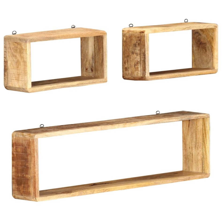 Juego de estantes cubo de pared 3 piezas madera maciza de