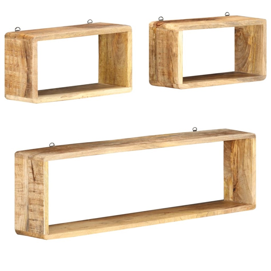 Juego de estantes cubo de pared 3 piezas madera maciza de